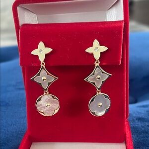 925 Sterling silver yellow gold plated Floral Earrings